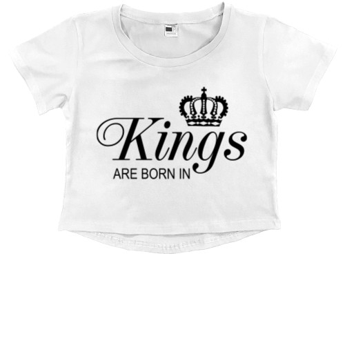 Kids' Premium Cropped T-Shirt - KINGS ARE BORN IN - Mfest