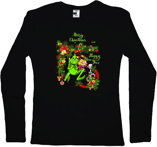 Women's Longsleeve Shirt - Merry Christmas And Happy New Year Grinch - Mfest