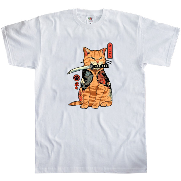 Men's T-Shirt Fruit of the loom - samurai cat |samurai cat (2) - Mfest