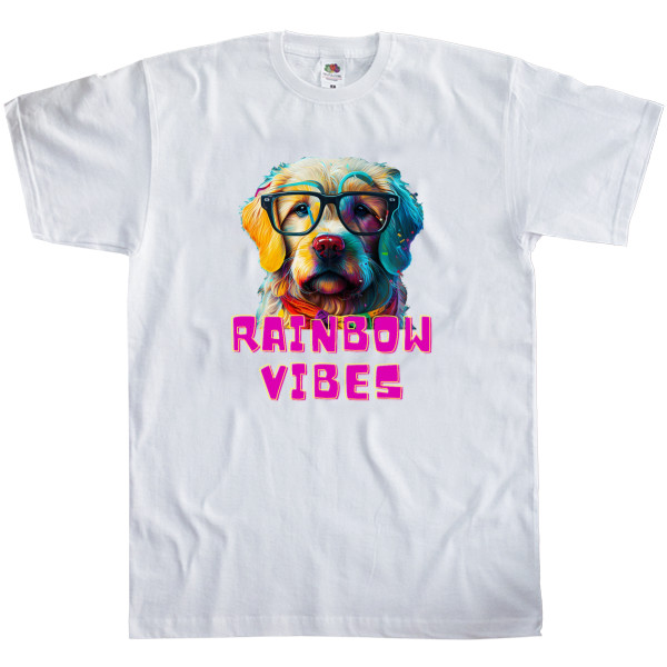 Men's T-Shirt Fruit of the loom - Rainbow dog, Colorful dog, Rainbow Vibes - Mfest