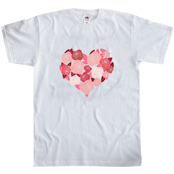 Men's T-Shirt Fruit of the loom - Heart of roses - Mfest