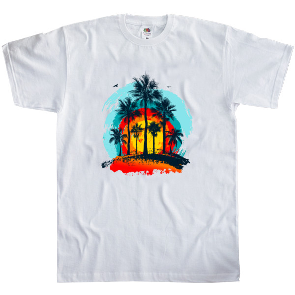 Men's T-Shirt Fruit of the loom - Palm trees in the Tropics - Mfest