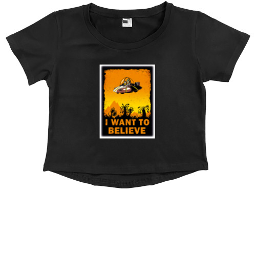 Kids' Premium Cropped T-Shirt - Rick and Morty I Want To Believe - Mfest