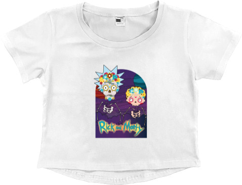 Women's Cropped Premium T-Shirt - Rick and Morty art 8 - Mfest