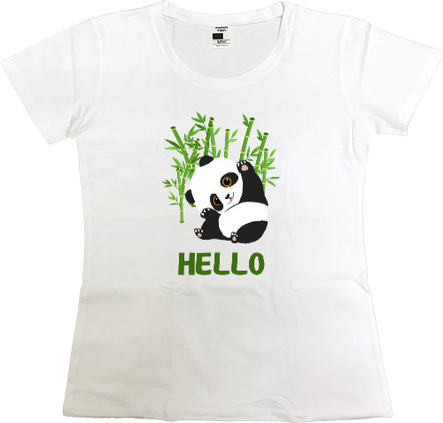 Women's Premium T-Shirt - panda hello - Mfest