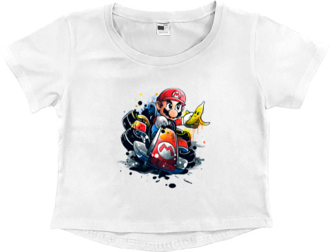 Women's Cropped Premium T-Shirt - Mario Art - Mfest