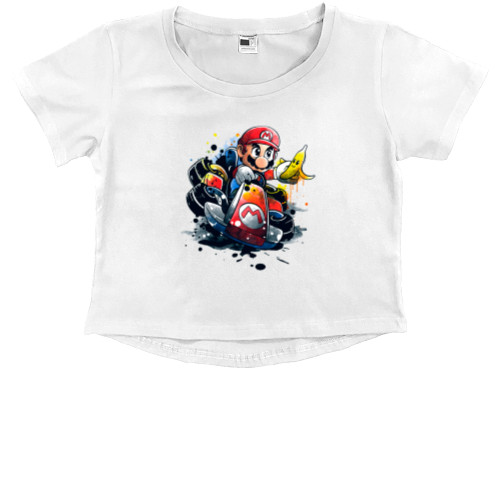 Kids' Premium Cropped T-Shirt - Mario Art - Mfest