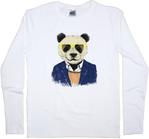 Men's Longsleeve Shirt - Panda in a suit - Mfest