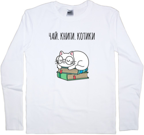 Men's Longsleeve Shirt - tea books cats - Mfest