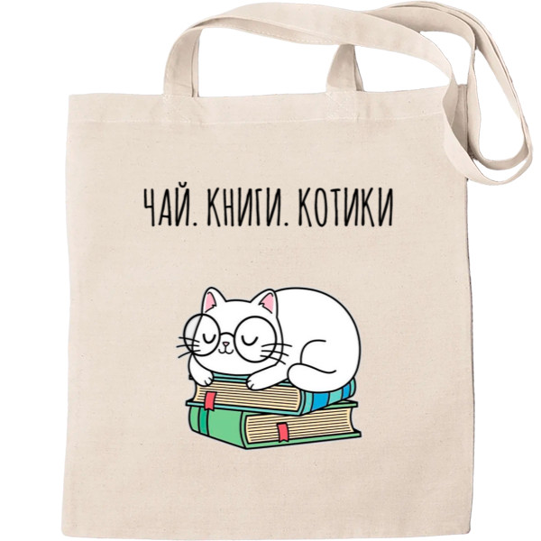 Tote Bag - tea books cats - Mfest