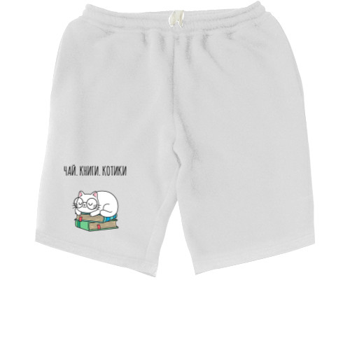 Men's Shorts - tea books cats - Mfest