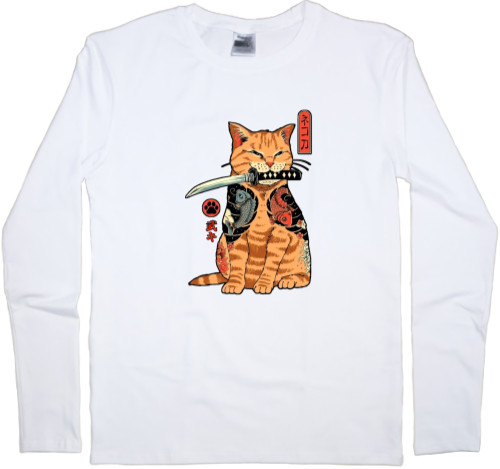 Men's Longsleeve Shirt - samurai cat |samurai cat (2) - Mfest