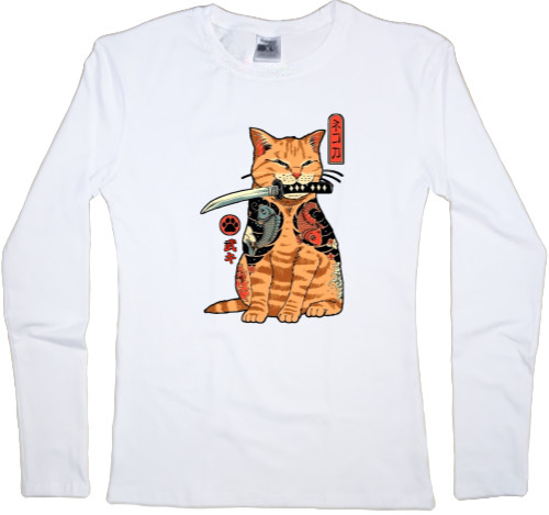 Women's Longsleeve Shirt - samurai cat |samurai cat (2) - Mfest