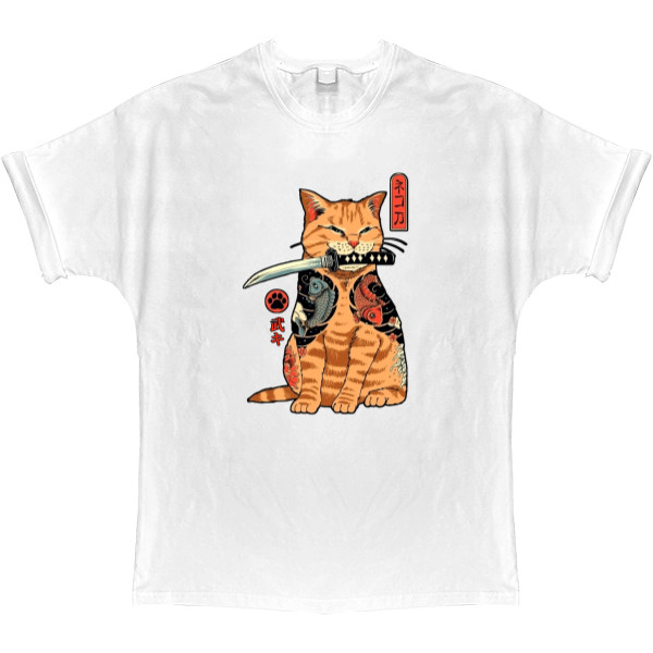 T-shirt Oversize - samurai cat |samurai cat (2) - Mfest