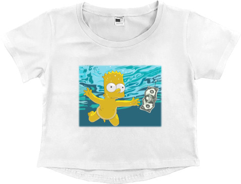 Women's Cropped Premium T-Shirt - Nirvana Nevermind Bart - Mfest