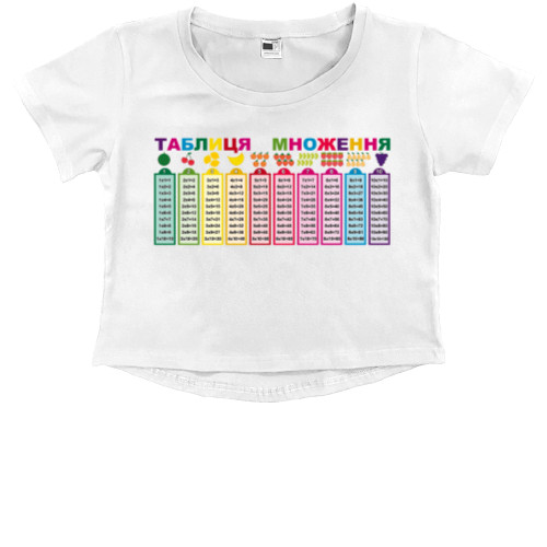 Kids' Premium Cropped T-Shirt - Multiplication table - Mfest