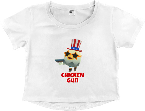 Women's Cropped Premium T-Shirt - Chicken Gun 10 - Mfest