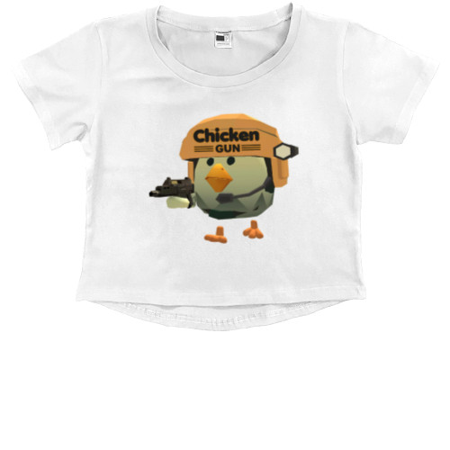 Kids' Premium Cropped T-Shirt - chicken gun - Mfest