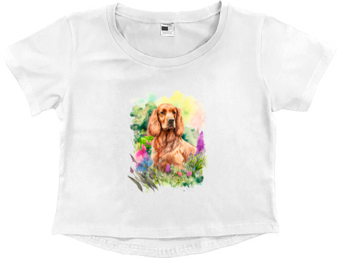 Women's Cropped Premium T-Shirt - Cocker spaniel 3 - Mfest