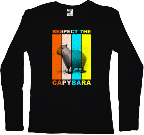 Футболка з Довгим Рукавом Жіноча - RESPECT THE CAPYBARA - Mfest