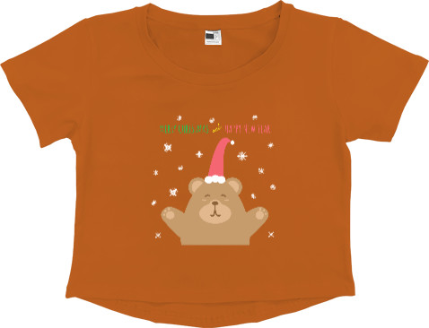 Women's Cropped Premium T-Shirt - Christmas bear - Mfest