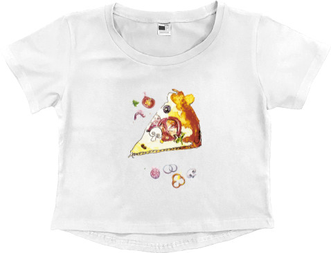 Women's Cropped Premium T-Shirt - Pizza 2 - Mfest