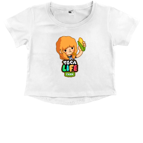 Kids' Premium Cropped T-Shirt - Toca Boca farm - Mfest