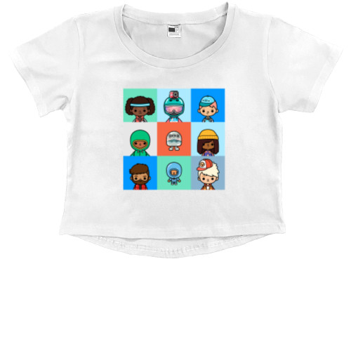 Kids' Premium Cropped T-Shirt - Toca Boca 4 - Mfest