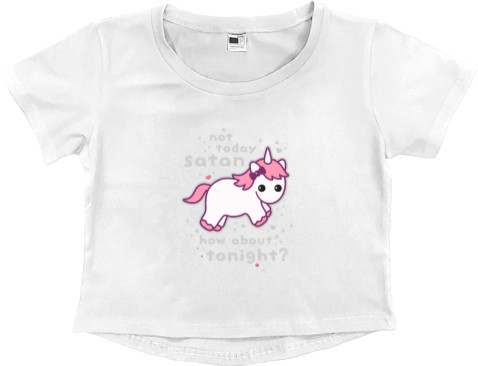 Women's Cropped Premium T-Shirt - Unicorn not today Satan - Mfest