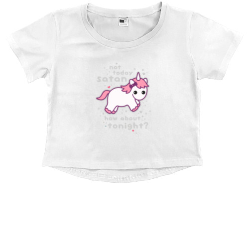 Kids' Premium Cropped T-Shirt - Unicorn not today Satan - Mfest