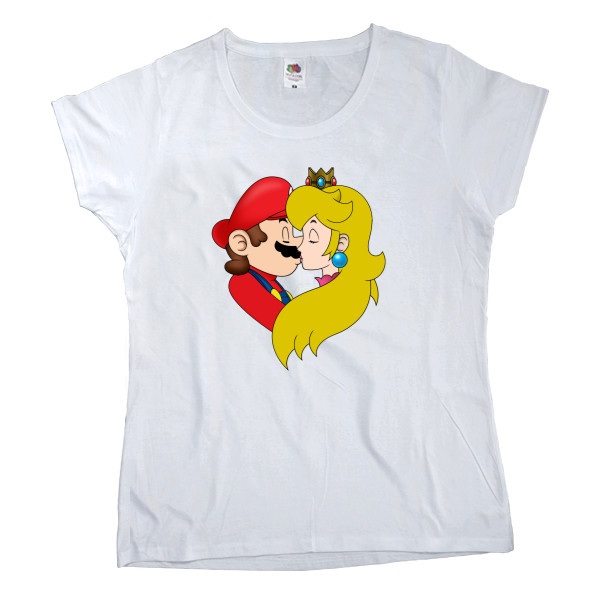 Women's T-shirt Fruit of the loom - Mario and the princess at the kiss - Mfest