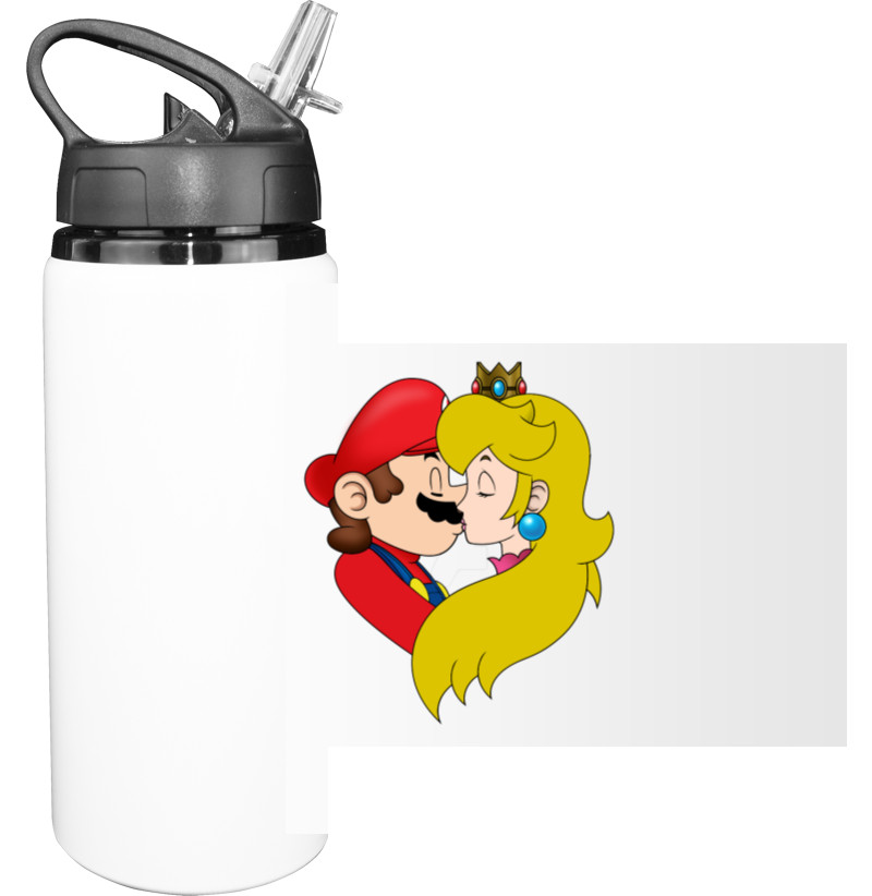 Sport Water Bottle - Mario and the princess at the kiss - Mfest