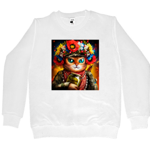 Men’s Premium Sweatshirt - Ukrainian cat with a jar of cucumbers - Mfest