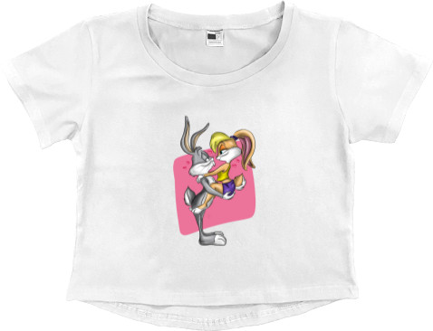 Women's Cropped Premium T-Shirt - Bugs and Lola Bunny - Mfest