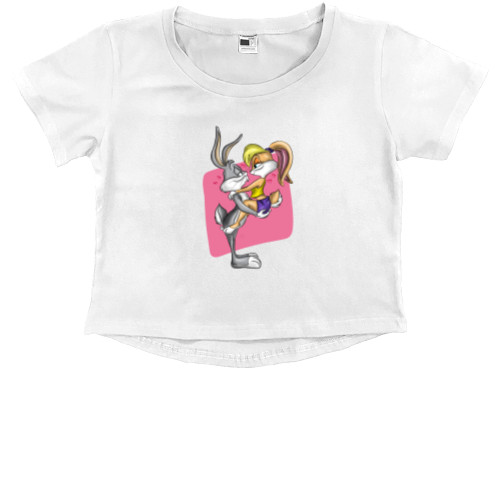 Kids' Premium Cropped T-Shirt - Bugs and Lola Bunny - Mfest