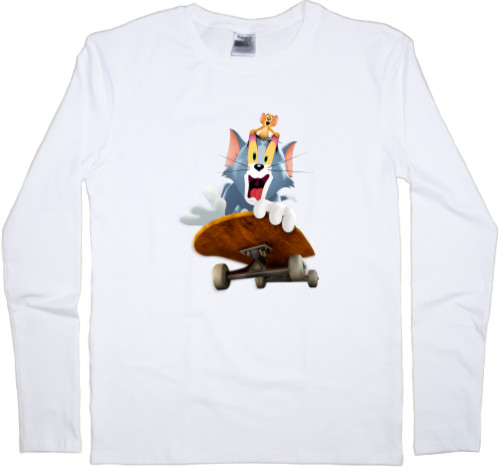 Kids' Longsleeve Shirt - Tom and Jerry on a skateboard - Mfest