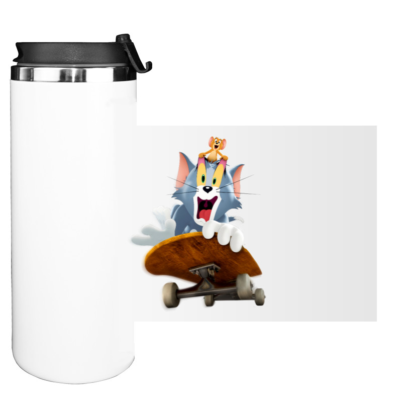 Water Bottle on Tumbler - Tom and Jerry on a skateboard - Mfest