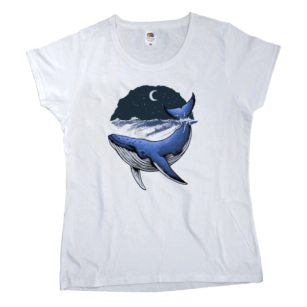 Women's T-shirt Fruit of the loom - whale in the ocean - Mfest