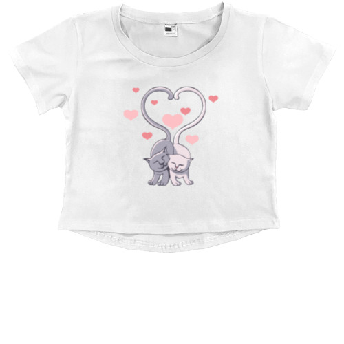 Kids' Premium Cropped T-Shirt - Zakohani cats - Mfest