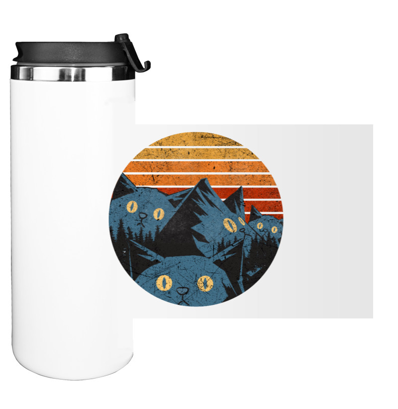 Water Bottle on Tumbler - cats in the mountains - Mfest