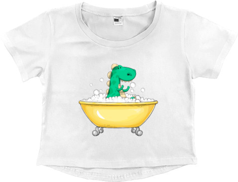 Women's Cropped Premium T-Shirt - Dinosaur in the bathroom - Mfest