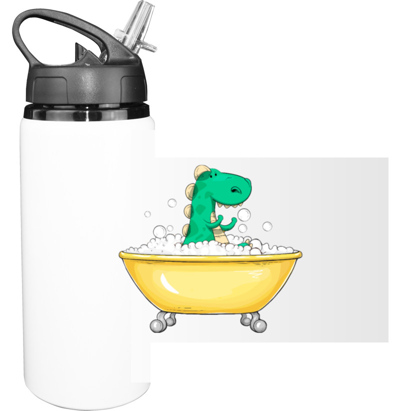 Sport Water Bottle - Dinosaur in the bathroom - Mfest