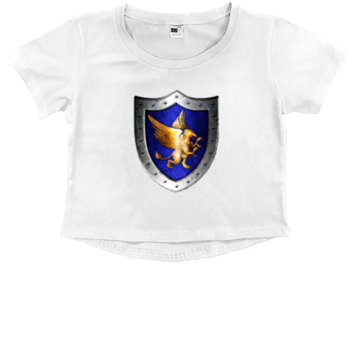 Kids' Premium Cropped T-Shirt - Heroes of Might & Magic III Shield - Mfest