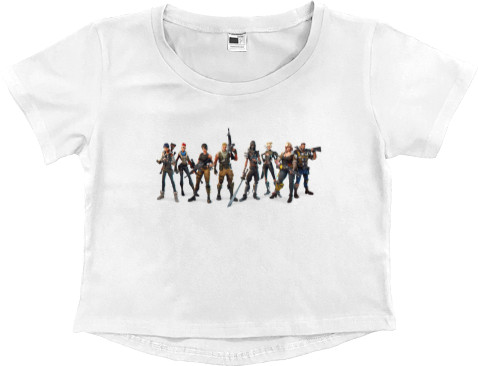 Women's Cropped Premium T-Shirt - Fortnite Characters - Mfest