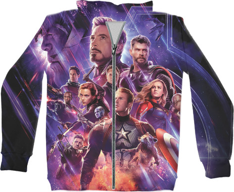 Unisex Zip-through Hoodie 3D - Avengers принт - Mfest