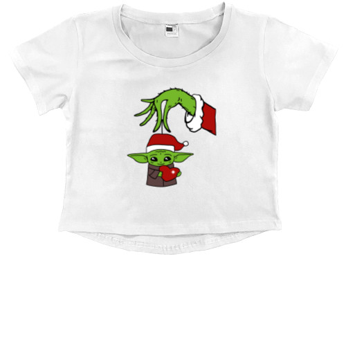 Kids' Premium Cropped T-Shirt - Grinch & Baby Yoda - Mfest