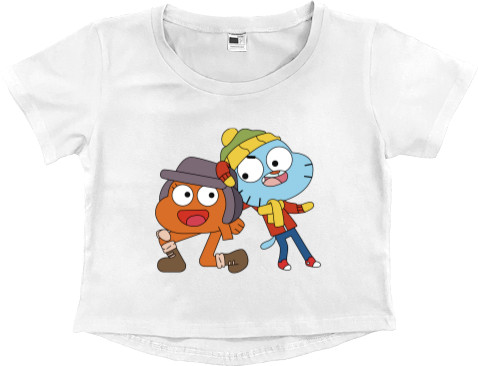 Women's Cropped Premium T-Shirt - Gumball and Darwin - Mfest