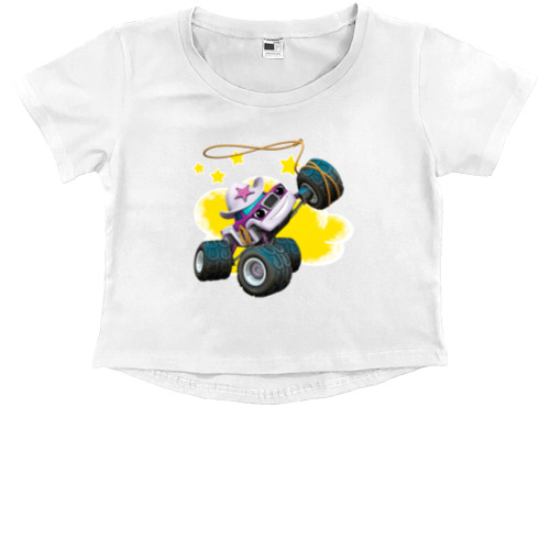 Kids' Premium Cropped T-Shirt - Blaze and Wonder Machines 7 - Mfest