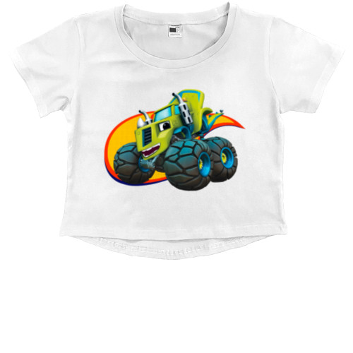 Kids' Premium Cropped T-Shirt - Blaze and Wonder Machines 6 - Mfest