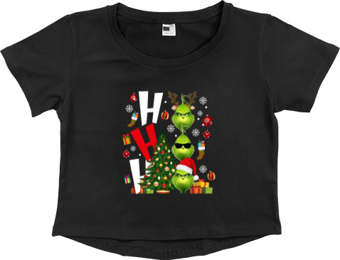 Women's Cropped Premium T-Shirt - Ho Ho Ho Grinch - Mfest